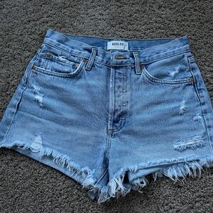 Agolde Light Blue Distressed Jean Shorts